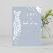 ダスティブルー&シルバークラシックエレガント30歳の誕生日 箔招待状 (立ち正面)