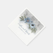 ダスティブルー&シルバーグリッターロマン結婚ティック スタンダードカクテルナプキン (角)