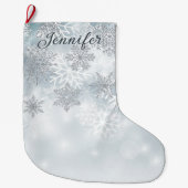 ダスティブルー&シルバースノーフレーククリスマスストッキング ラージクリスマスストッキング (正面)