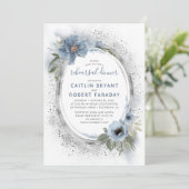 ダスティブルー&シルバーフローラシックなリハーサルディナー 招待状 (スタンド正面)