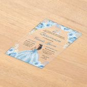 ダスティブルー&シルバーフローラプリンセスキンセアニラ アクリル招待状 (レイダウン)