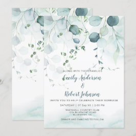 ダスティブルー&セージグリーンユーカリ結婚ズ 招待状