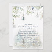 ダスティブルー,セージ緑の緑のクリスマスパーティー 招待状 (正面)