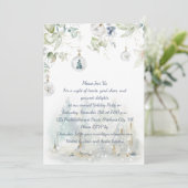 ダスティブルー,セージ緑の緑のクリスマスパーティー 招待状 (スタンド正面)