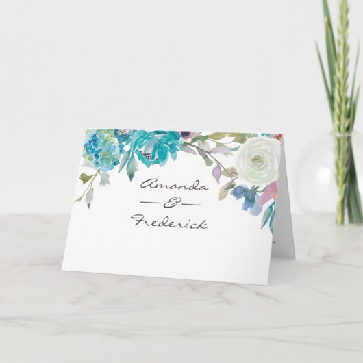 ダスティブルー&ターコイズフローラ結婚式 プログラム (正面)