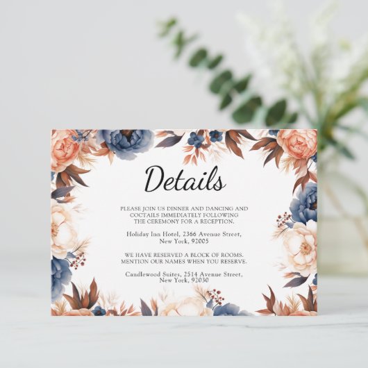 ダスティブルー&テラコッタフローラの水色結婚ズ エンクロージャーカード (スタンド正面)