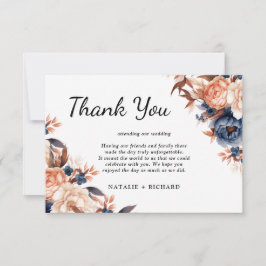 ダスティブルー&テラコッタフローラの水色結婚ズ サンキューカード