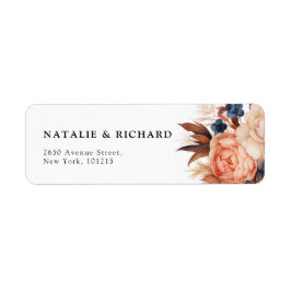 ダスティブルー&テラコッタフローラの水色結婚ズ ラベル