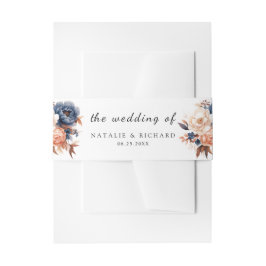 ダスティブルー&テラコッタフローラの水色結婚ズ 招待状ベリーバンド