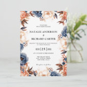 ダスティブルー&テラコッタフローラの水色結婚ズ 招待状 (スタンド正面)