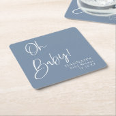ダスティブルー/デニムブルーOhベビーシャワー スクエアペーパーコースター (アングル)