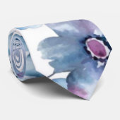 ダスティブルー&ネイビーウォーター色のフローラ結婚ズグルーム ネクタイ (ロール)