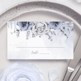 ダスティブルー&ネイビーフローラエレガントな結婚式 プレイスカード
