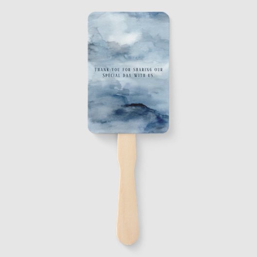 ダスティブルー&ネイビー水色フローラ結婚ズ ハンドファン (裏面)