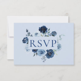 ダスティブルー ネイビー フローラル QRコード ウェディング RSVP