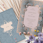 ダスティブルー&バラクオーツヴィンテージウェディング 箔招待状