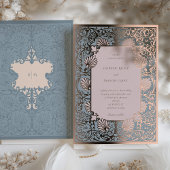 ダスティブルー&バラクオーツヴィンテージウェディング 箔招待状