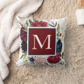 ダスティブルー(バーガンディワインフローラモノグラム) クッション (ブランケット)