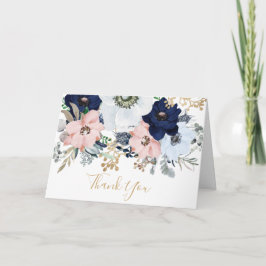 ダスティブルー&ピンクローズありがとう カード