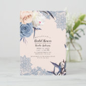 ダスティブルー&ピーチフローラレースブライダルシャワー 招待状 (スタンド正面)