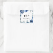 ダスティブルー&ブルーフローラありがとうモノグラム –  スクエアシール (バッグ)