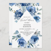 ダスティブルー&ブルーフローラブライダルシャワー 招待状 (正面/裏面)