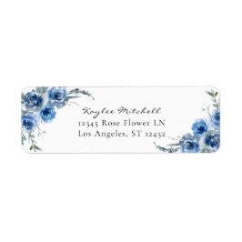 ダスティブルー&ブルーフローラ4差出人住所ラベル ラベル