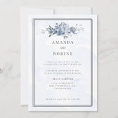 ダスティブルー&ベージュフローラ結婚式招待状 招待状 (正面)