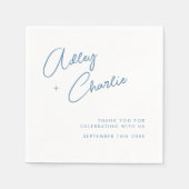 ダスティブルー&ホワイトのシグネチャー結婚ズ・ナプキン スタンダードカクテルナプキン (正面)