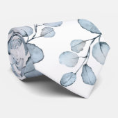 ダスティブルー&ホワイトエレガントユーカリ結婚ス ネクタイ (ロール)