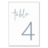 ダスティブルー&ホワイトシンプルブライダルシャワーフラット テーブルナンバー (裏面)