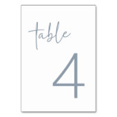 ダスティブルー&ホワイトシンプルブライダルシャワーフラット テーブルナンバー (正面)