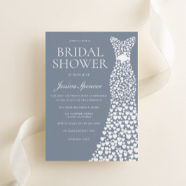ダスティブルー&ホワイトドレスブライダルシャワー 招待状