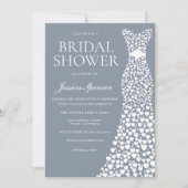 ダスティブルー&ホワイトドレスブライダルシャワー 招待状 (正面)