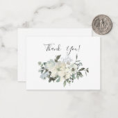 ダスティブルー&ホワイトフローラありがとう ノートカード (正面/裏面インサイチュ)