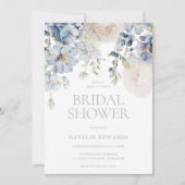 ダスティブルー&ホワイトフローラブライダルシャワー 招待状 (正面)