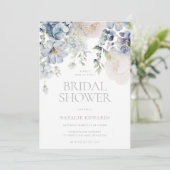 ダスティブルー&ホワイトフローラブライダルシャワー 招待状 (スタンド正面)