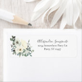 ダスティブルー&ホワイトフローラ – ホワイトSm差出人住所 ラベル (インサイチュ)