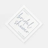 ダスティブルー&ホワイトミニマリストスクリプトブライダルシャワー スタンダードランチョンナプキン (角)