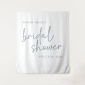 ダスティブルー&ホワイトミニマルブライダルシャワー背景 タペストリー (正面)