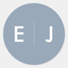 ダスティブルー&ホワイトモノグラム結婚ズ ラウンドシール