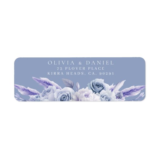 ダスティブルー&ホワイトローズ結婚ズ差出人住所 ラベル (正面)