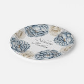 ダスティブルー&ホワイト牡丹結婚ズ ペーパープレート (アングル)