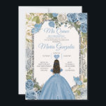 ダスティブルー&ホワイトMis Quince 15 Anos Silver Crown 招待状<br><div class="desc">キンセアニラダスティブルー&ホワイトシルバークラウン招待状ミスカンス15 Anos、16誕生日、</div>