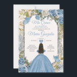 ダスティブルー&ホワイトMis Quince 15 Anos Silver Crown 招待状<br><div class="desc">キンセアニラダスティブルー&ホワイトシルバークラウン招待状ミスカンス15 Anos、16誕生日、</div>