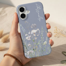 ダスティブルー ボホ 水彩野の花 iPhone 16ケース