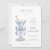 ダスティブルー・マティーニ・コケット・ベイビーボーイ・Sip+and+See 招待状 (正面)