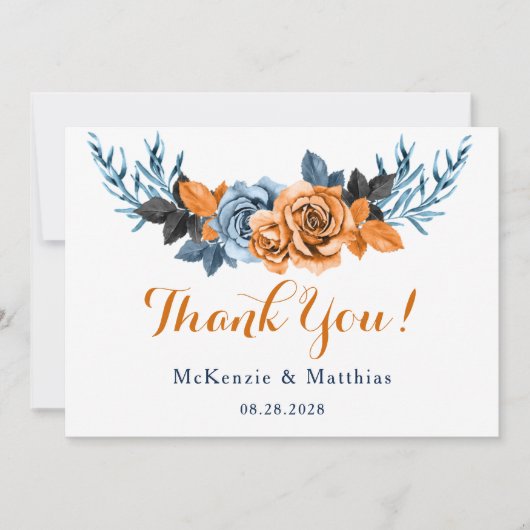 ダスティブルー&ラスティピーニーフローラサンキューカード 招待状 (正面)