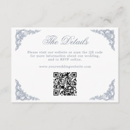 ダスティブルー・ロイヤルスクロールワーク結婚式WebサイトQR エンクロージャーカード