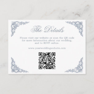 ダスティブルー・ロイヤルスクロールワーク結婚式WebサイトQR エンクロージャーカード